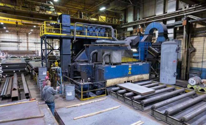 weldall manufacturing uses a wheelabrator shot blasting machine on the material that they manufacture with for better welded products
